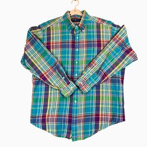 Ralph Lauren Mens XL Classic Fit Multicolor Plaid Long Sleeve Button-Down Shirt